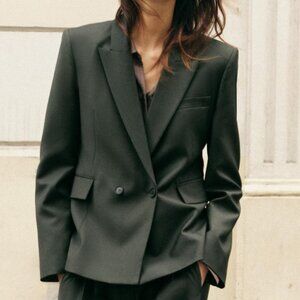 ZW COLLECTION DOUBLE-BREASTED WOOL BLEND BLAZER - XS - NWT